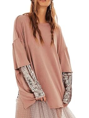 Free People: Nellie Sequin Twofer mauve size medium